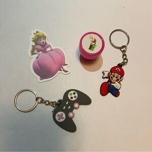 Mario Themed Keychain and Sticker Set
